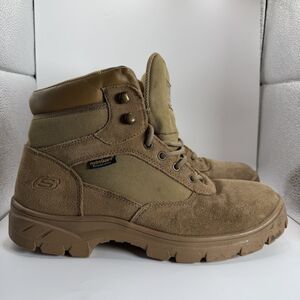 Skechers Tactical Work Boots Mens Size 11 Brown Waterproof Leather HidroGuard